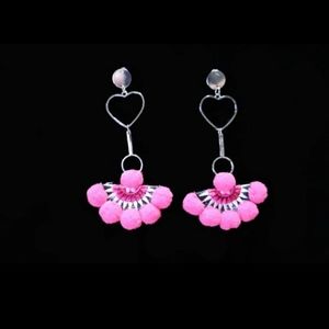 Pink Hmong pompom earring